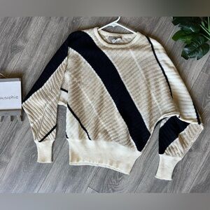 Vintage 70s Disco Metallic Dolman Batwing Crewneck Striped Sweater Size S